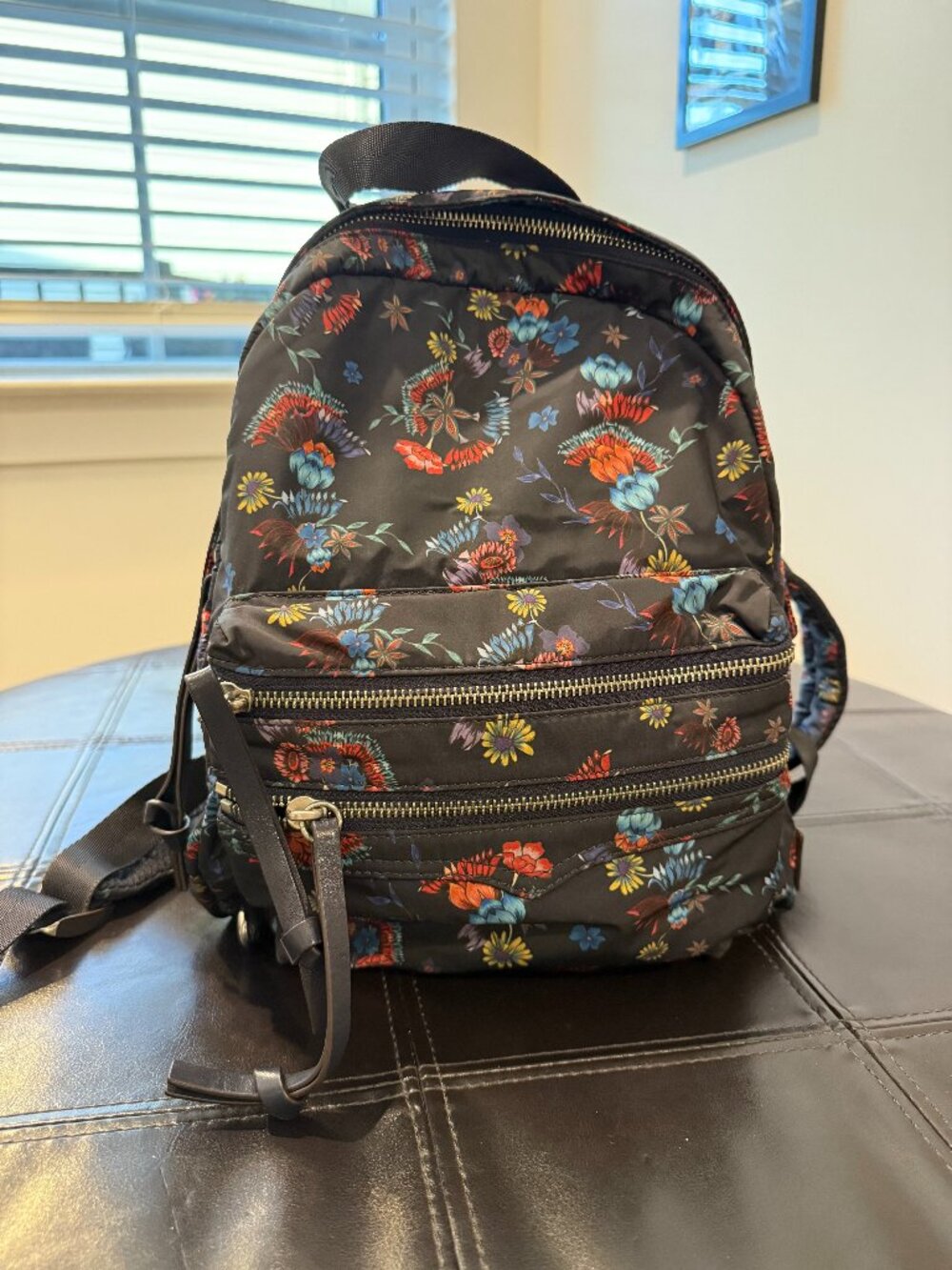 Rebecca Minkoff Black Floral Nylon Backpack